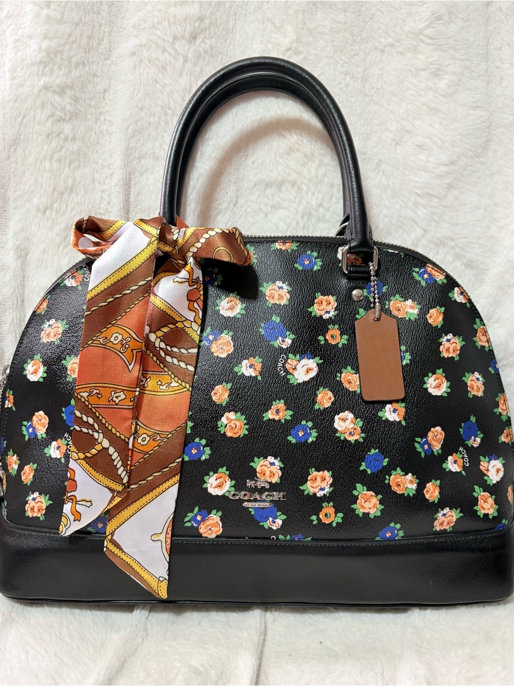 EUC Coach Sierra Black Floral Satchel